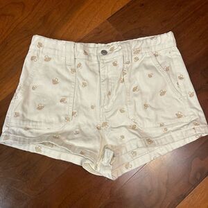 PacSun large cream and tan mushroom print shorts‎